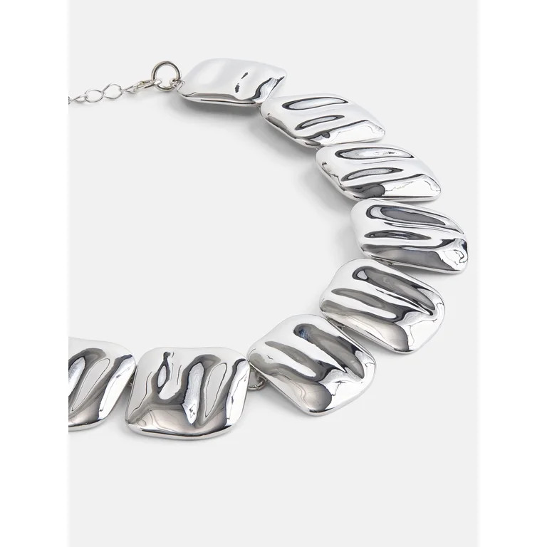 Scoop Women\u2019s Silver-Tone Square Choker Necklace | Walmart (US)