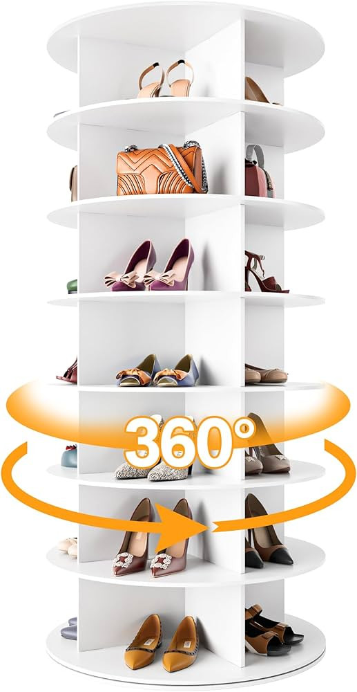 MAGIC UNION Rotating Shoe Rack Tower 7 Tier Organizer, Vertical Spinning Shoe Display Lazy Susan,... | Amazon (US)