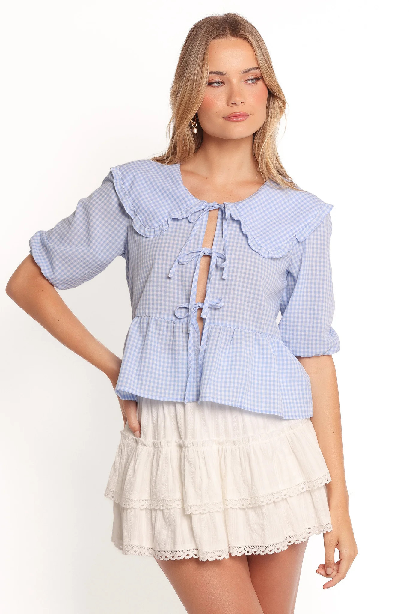 Tillio Tie Front Top - Blue | Petal & Pup (US)