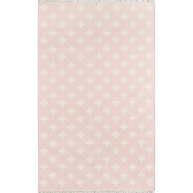 Topanga Handmade Flatweave Wool Pink/White Rug | Wayfair North America