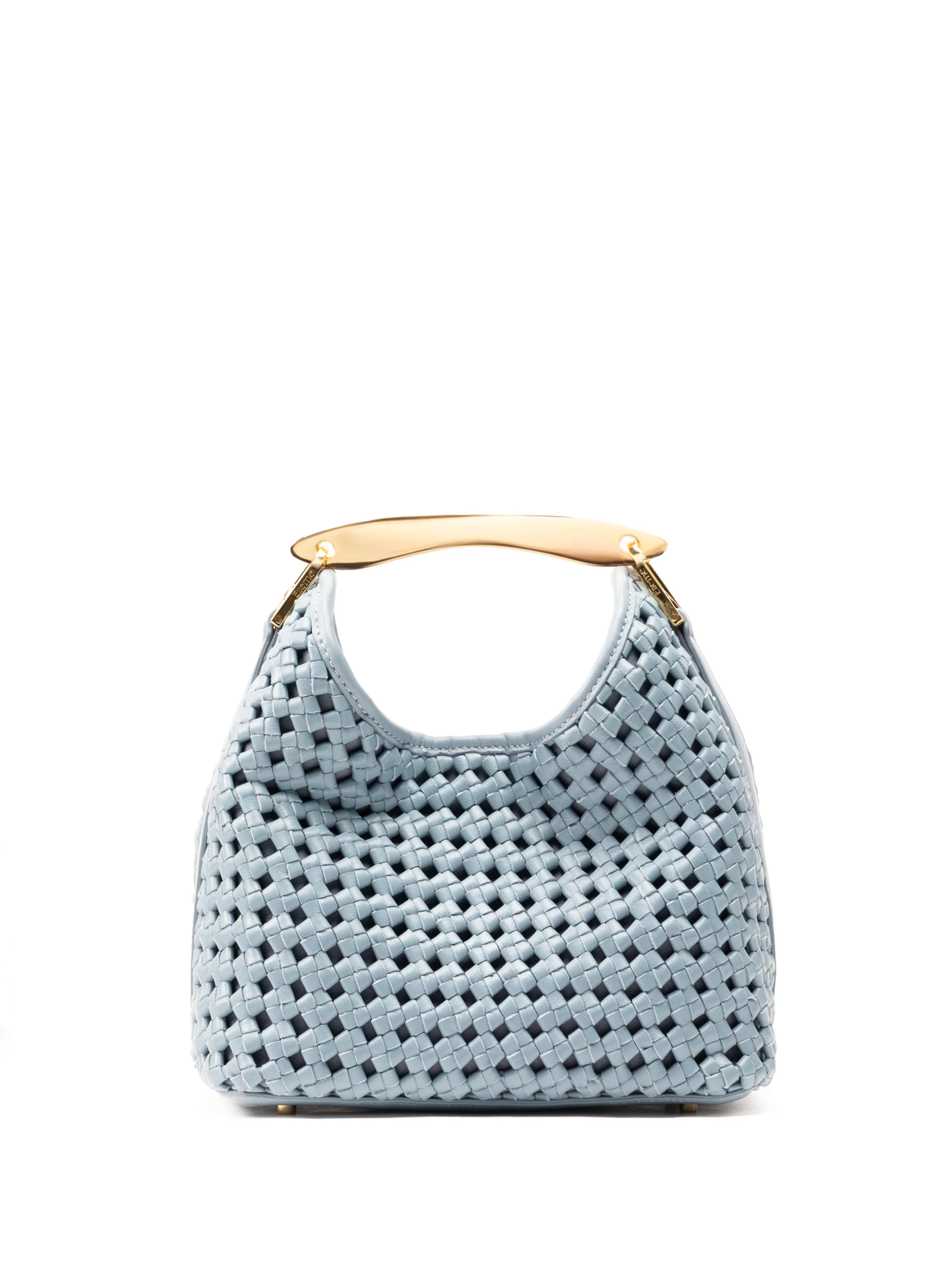 Small Boomerang Woven Leather Artic Blue - Woven Handbags for Women - Elleme | Elleme