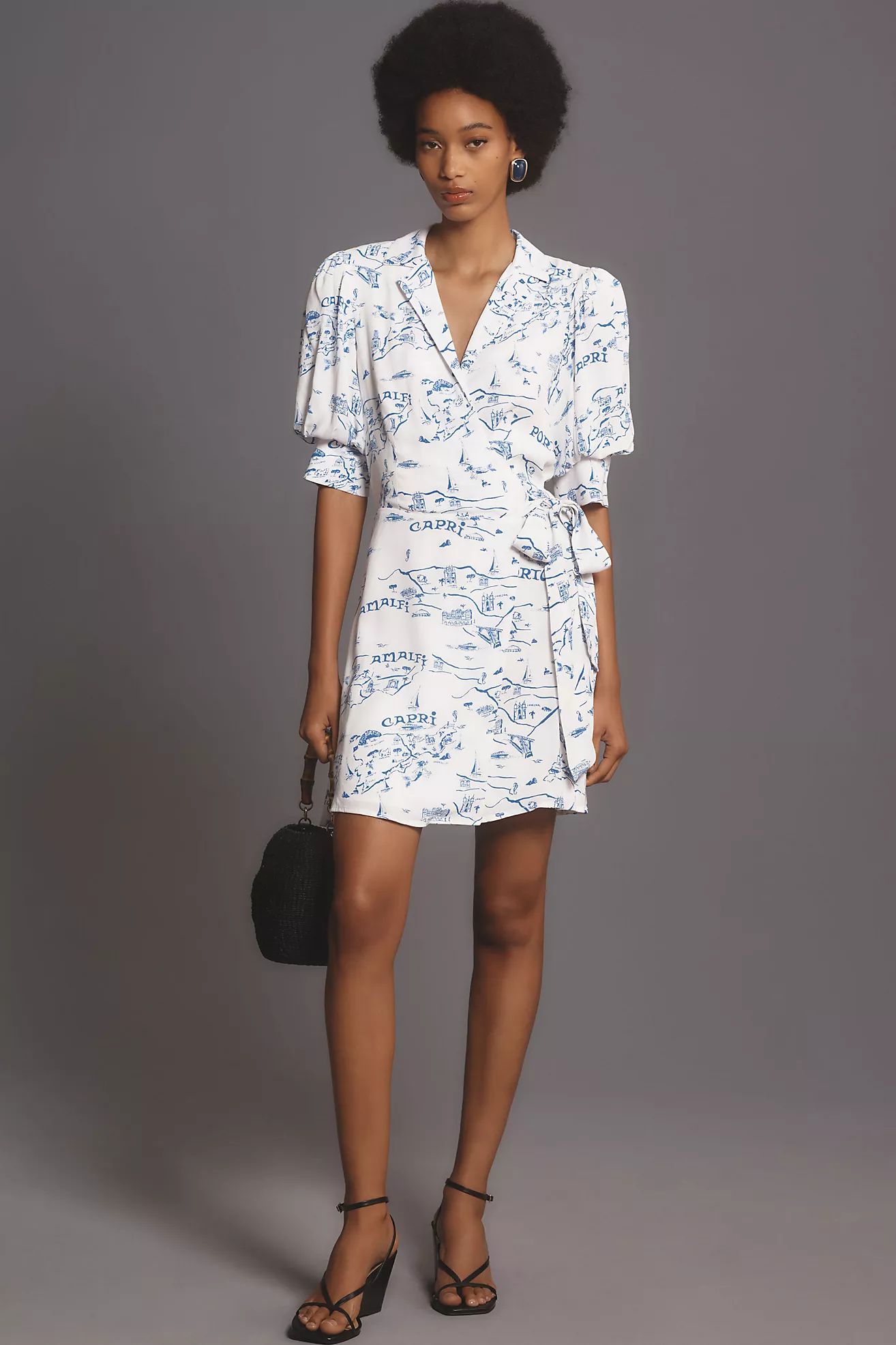 Maeve Short-Sleeve Collared Wrap Mini Dress | Anthropologie (US)