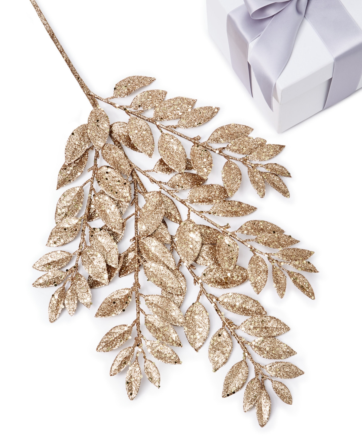 Holiday Lane Blessed Gold Sparkly Leaf Pick Ornament, Exclusively at Macy's | Macy's
