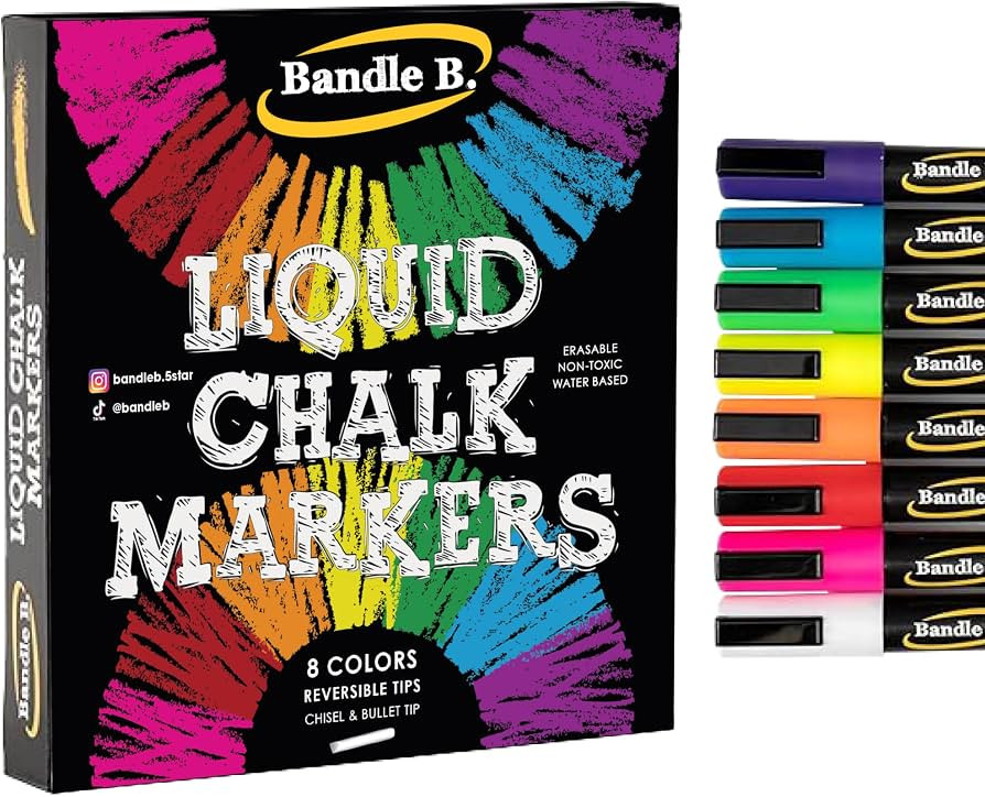 Chalk Markers - 8 Vibrant, Erasable, Non-Toxic, Water-Based, Reversible Tips, For Kids & Grown-Up... | Amazon (US)