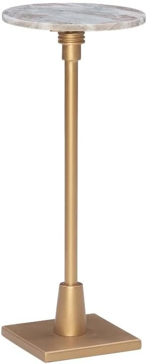 Linon Gavin Adjustable Metal and Sandy Marble Drink Table in Gold | Amazon (US)