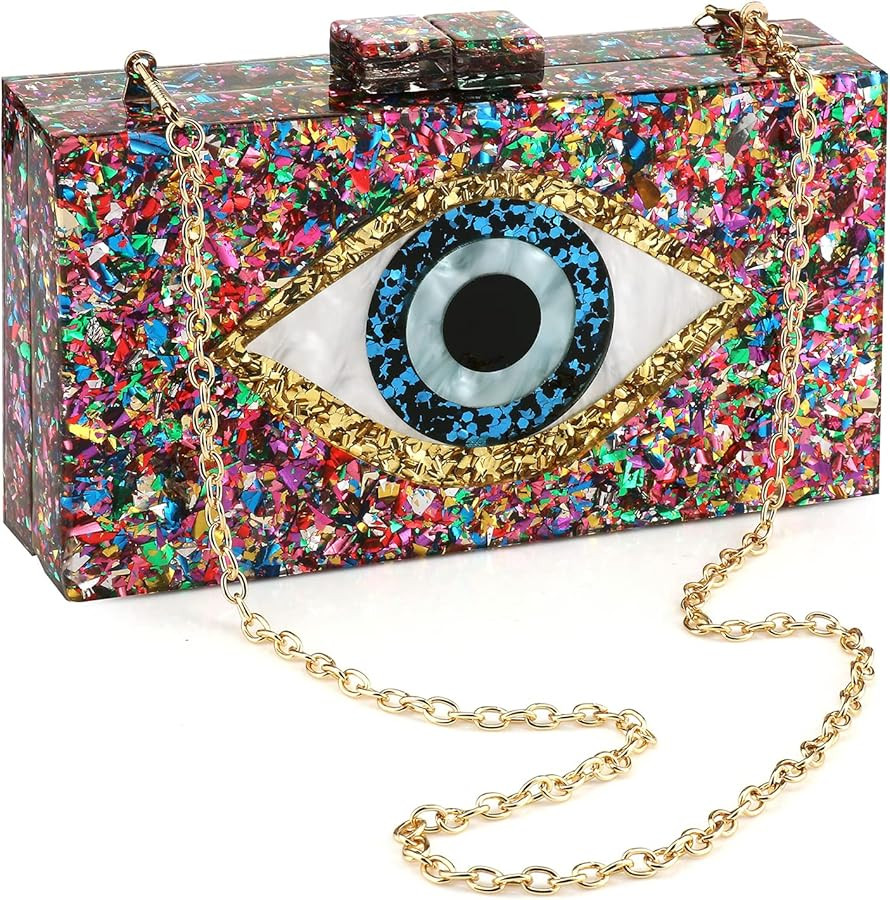 Gets Acrylic Clutch Purses for Women Evening Bag Eyes Multicolor Perspex Box Clutch Glitter Purse... | Amazon (US)