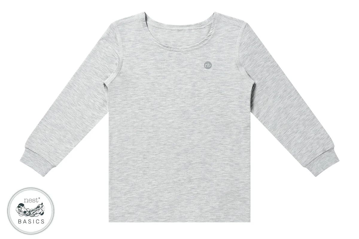 Basics Bamboo Spandex Long Sleeve Shirt - Grey Dusk | Nest Designs