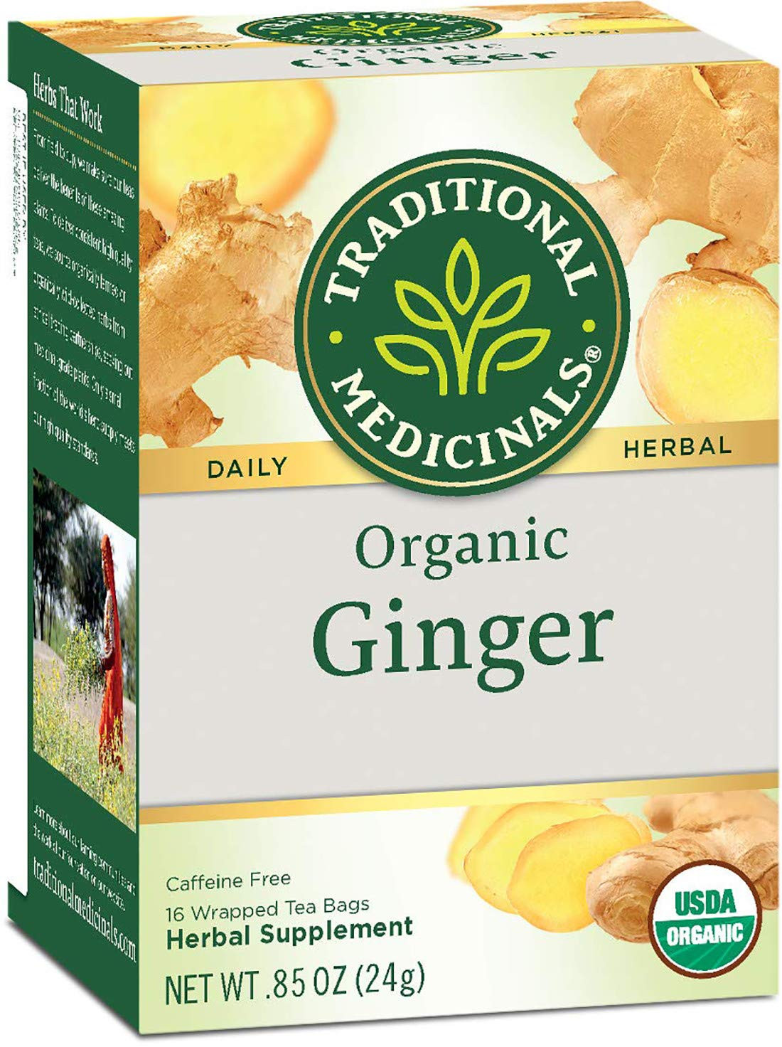 Traditional Medicinals Tea, Organic Ginger, Healthy Digestion, Pleasantly Spicy & Warming, 96 Tea... | Amazon (US)