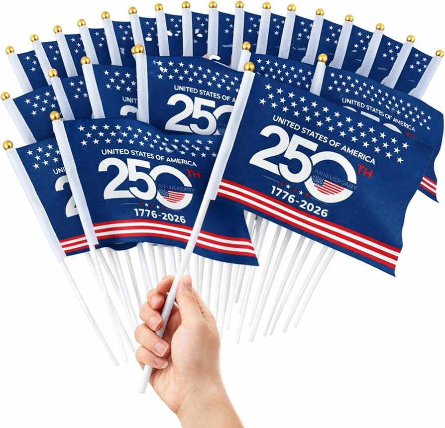 Remagr 50 Pcs Mini 250th Anniversary Flags 4x6 Inch Small American Stick Flags Patriotic Decor Ha... | Amazon (US)