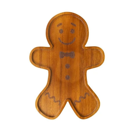 Holiday Time Acacia Wood Gingerbread Man Board, 14 x 9.84 x 0.78 in, Kitchen Serving Board | Walmart (US)