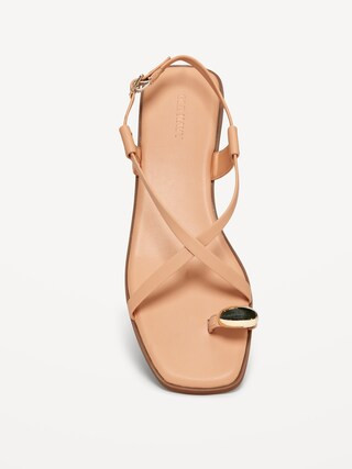 Faux Leather Strappy Toe Ring Sandals | Old Navy (US)