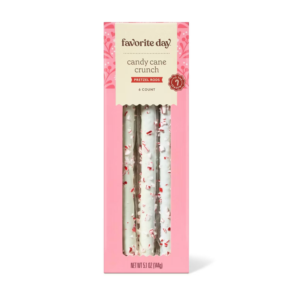 Christmas Candy Cane Crunch Dipped Pretzel Rods- 5.1oz/6ct - Favorite Day™ | Target