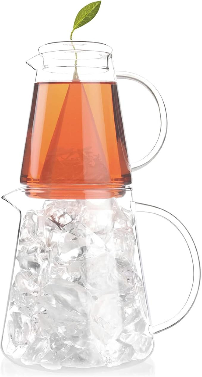 Tea Forte Tea Over Ice Steeping Pitcher Set of Two, 12oz for Steeping and 24 oz Pitcher for Perfe... | Amazon (US)