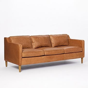 Hamilton Leather 3-Seater Sofa, Burnt Sienna | West Elm (US)