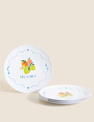Set Of 4 Summer Fruits Picnic Dinner Plates | Marks & Spencer (UK)