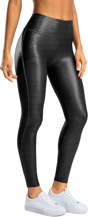 SANTINY Women's Faux Leather Leggings 24''/26''/28''-High Waisted Stretch Leather Pants Pleather ... | Amazon (US)