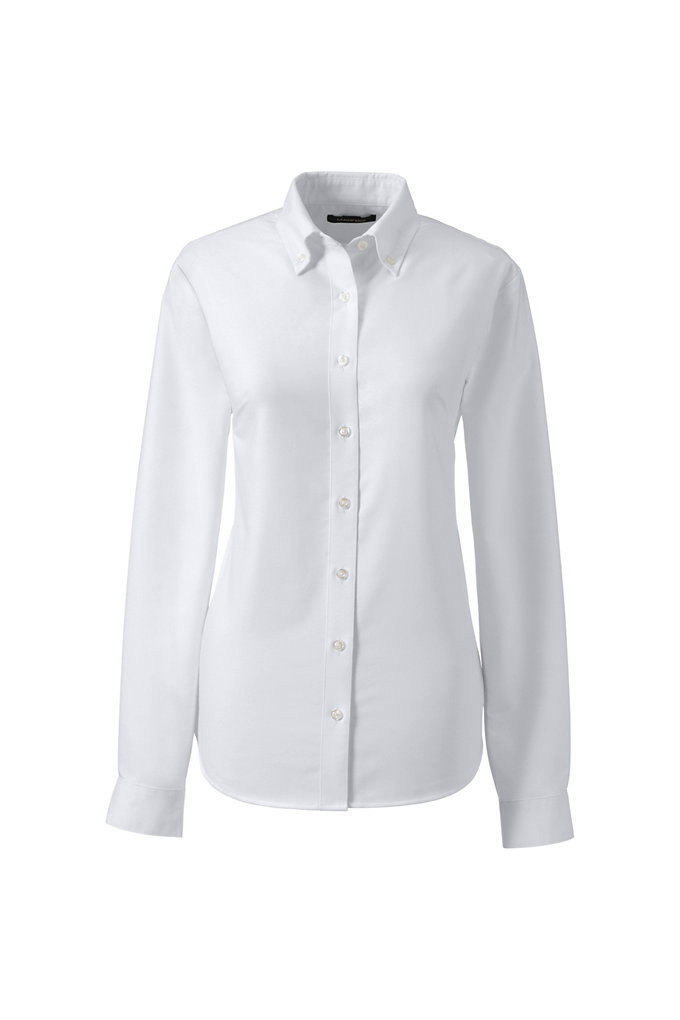 School Uniform Women's Tall Long Sleeve Oxford Dress Shirt - Lands' End - White - 14 | Lands' End (US)