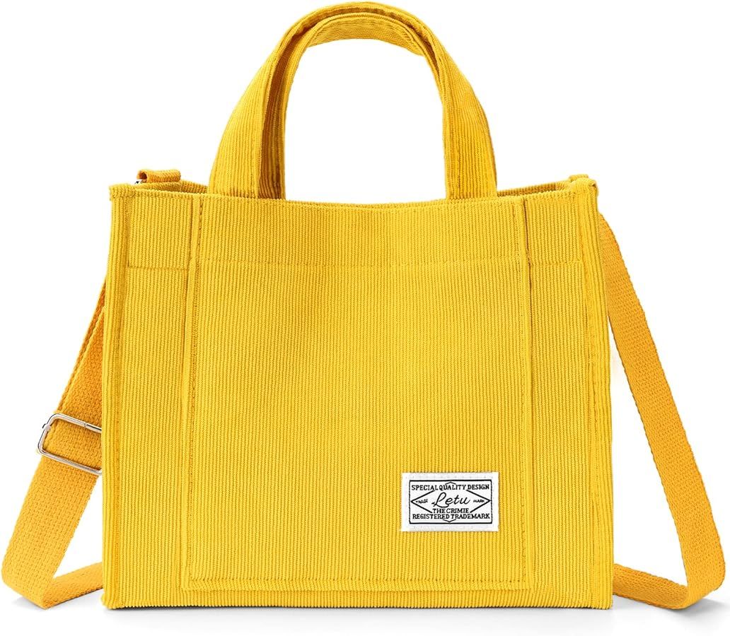 Corduroy Tote Bag for Women Small Satchel Bag Mini Tote Bag Aesthetic Crossbody Bag Handbag - Wor... | Amazon (US)