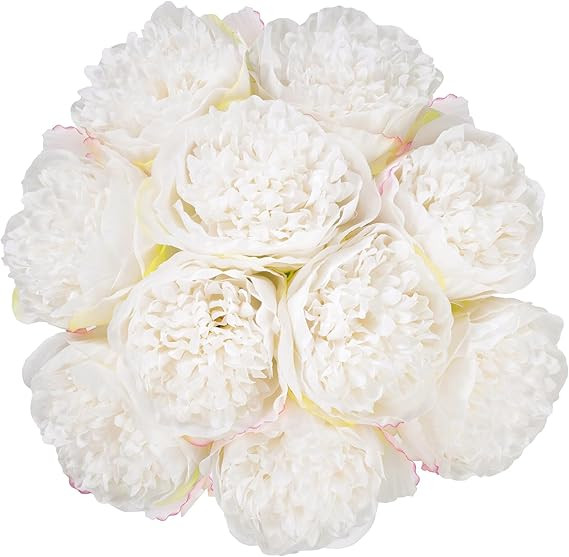 U'Artlines 2 Bouquet 10 Heads Artificial Peony Silk Flower Leaf Home Office Wedding Party Festiva... | Amazon (US)