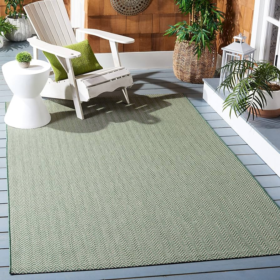 SAFAVIEH Courtyard Collection 5'3" x 7'7" Dark Green/Beige CY8022 Indoor/ Outside Waterproof Easy... | Amazon (US)