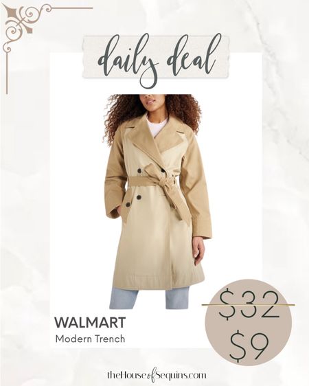 Shop Walmart deal on this trench coat, UNDER $10!