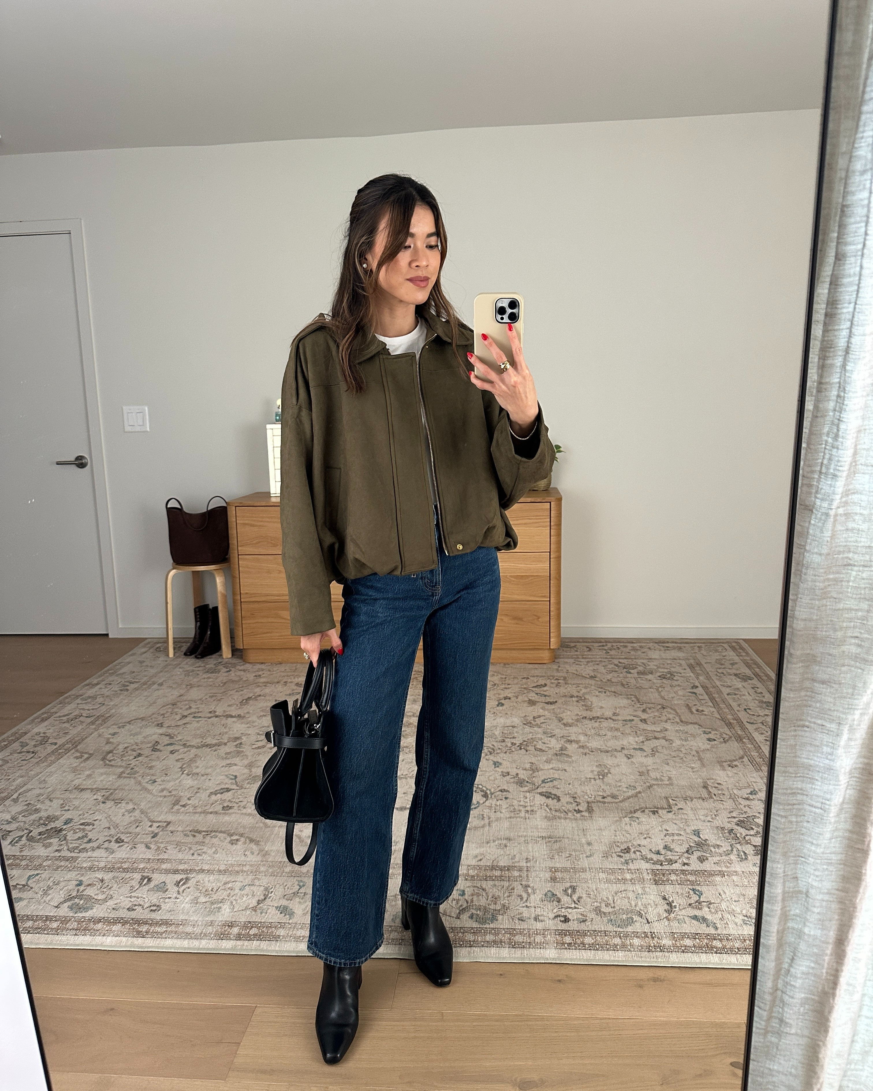 The perfect fall jacket from Amazon! 

Sizing info: 
-Amazon Womens Faux Suede Bomber Jacket Oversized Long Sleeve Cropped Coat (Size XS in Green) 
-Aritzia Home Stretch Tee (Size XS in White) 
-Abercrombie High Rise 90s Relaxed Jeans (Size 23 Extra short in Dark Wash) 

Amazon jacket, affordable fall jacket, fall jacket, suede jacket, bomber jacket, green jacket, fall coat, Aritzia jacket dupe, petite fashion, get dressed with me, outfit inspiration, ootd, nashville outfit, Nashville influencer, petite style, vacation style, casual outfits, mom style, petite pants, fall outfits, fall outfit info, fall pants, fall outfit idea, fall top, fall sweater, fall shoes, fall denim, fall boots, ankle boots

#LTKootd #LTKSeasonal #LTKPetite