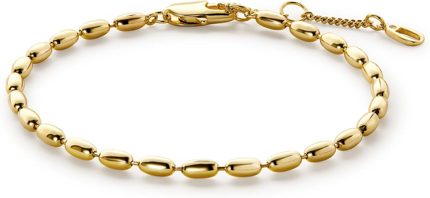 Ana Luisa Gold Bracelets for Women - Sterling Silver, 14K Gold Plated Dainty Chain with Pearl, He... | Amazon (US)