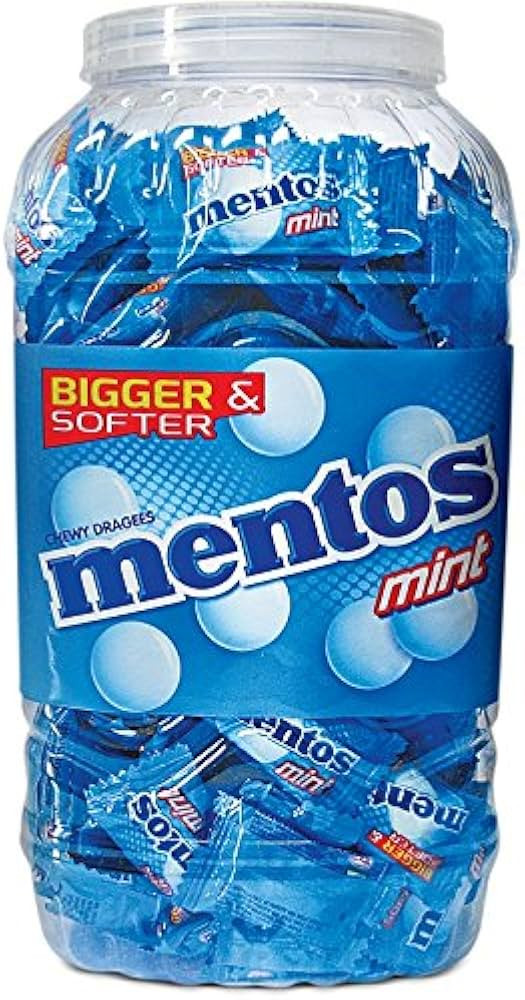 Mentos, Mint Flavor, Chewy Candy Jar, 540 g, 200 pcs (Pack of 1), Orange | Amazon (US)