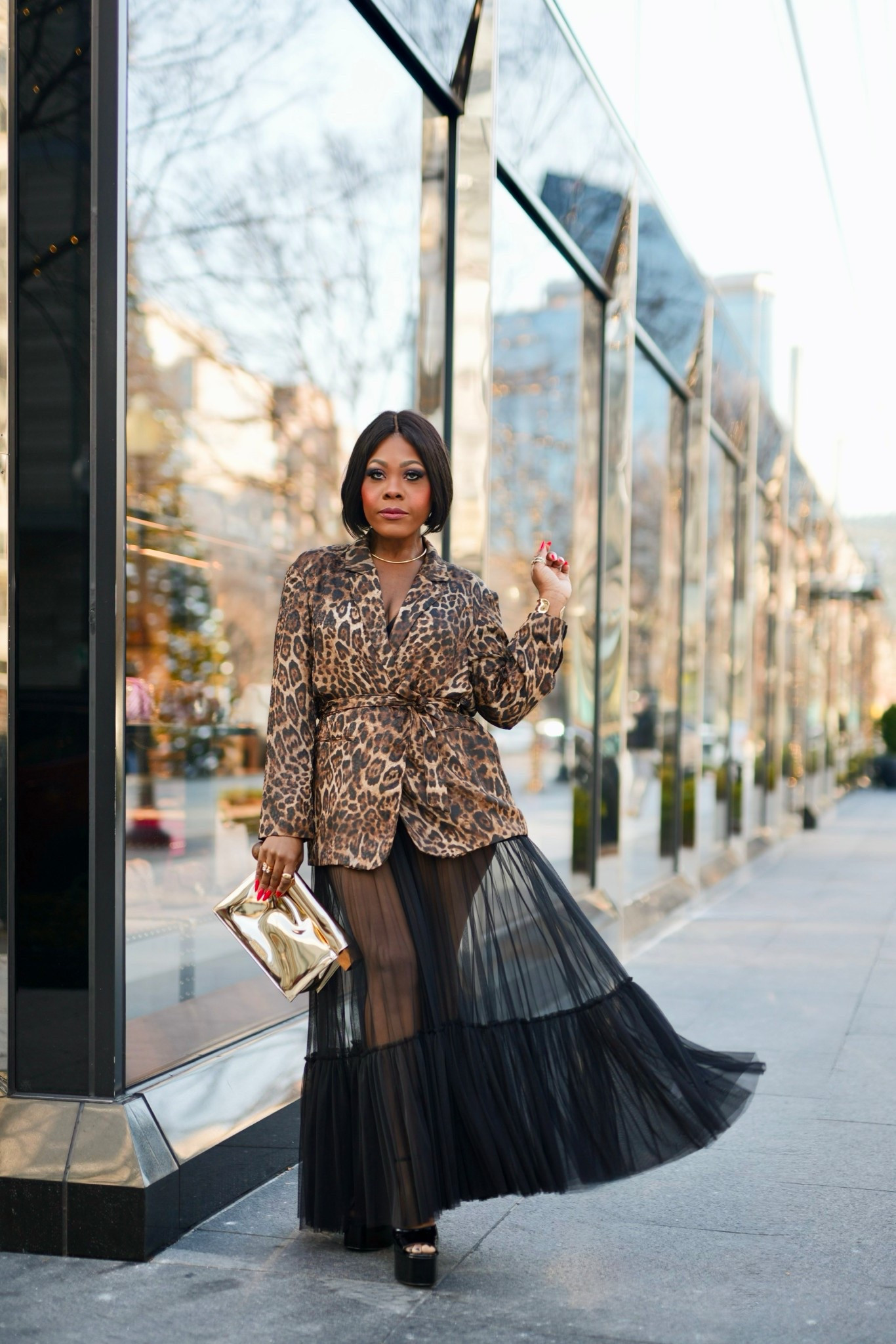 Sheer skirt outfit idea ! I personally cannot do just the bodysuit so I will always add something long enough to cover my full butt cheeks :) Ana this leopard blazer was perfect 

#LTKootd #LTKMidsize #LTKHoliday