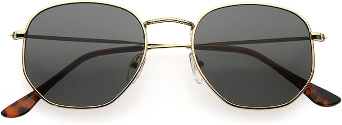 zeroUV - Modern Geometric Metal Slim Arms Neutral Colored Flat Lens Hexagonal Sunglasses 51mm | Amazon (US)