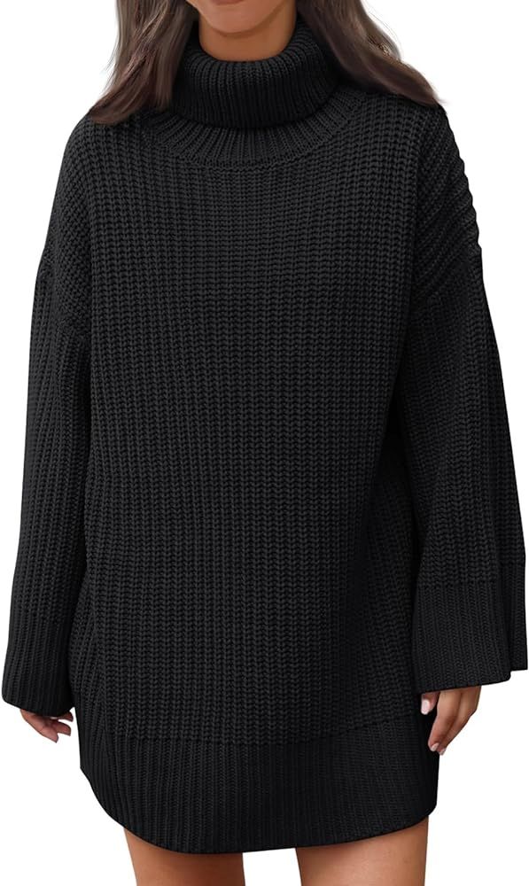LILLUSORY Womens Turtleneck Oversized Knit Pullover Sweaters 2023 Fall Long Sleeve Loose Short Sweat | Amazon (US)