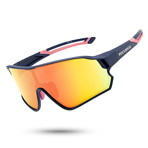 ROCKBROS Polarized Sunglasses for Men Women UV Protection Cycling Sunglasses (Bule Pink) | Amazon (US)