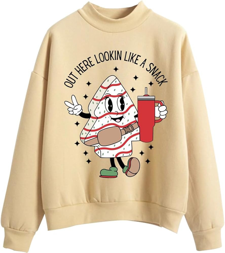 SUNOWE Out Here Looking Like A Snack Sweatshirt Funny Boo Jee Christmas Tree Cake Oversized Crew ... | Amazon (US)