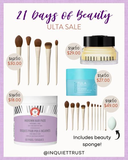 Products from Bobbi Brown, Tula, and more are featured in today's 21 Days of Beauty sale by Ulta!

#makeupessentials #onsaletoday #beautyfaves #skincaremusthaves

#LTKbeauty #LTKsalealert #LTKU