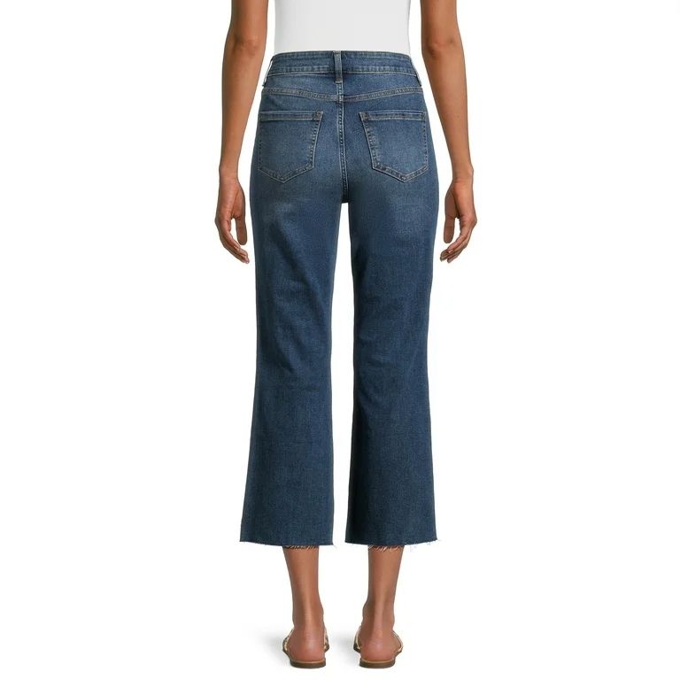 Time and Tru Women's and Women's Plus High Rise Step Hem Kick Flare Jeans, 26" Inseam, Sizes 2-20... | Walmart (US)