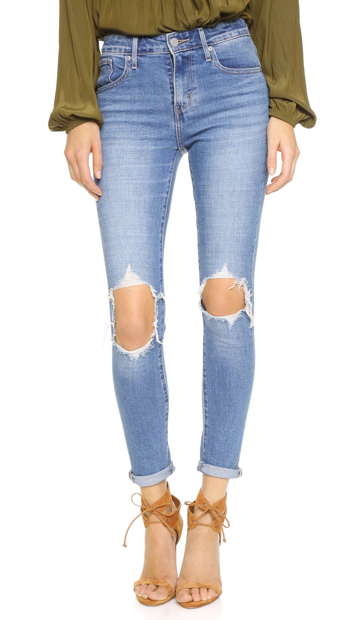Levi'S 721 High Rise Distressed Skinny Jeans - Rugged Indigo | Shopbop
