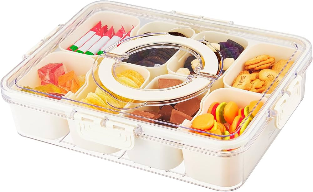 Divided Serving Tray with Lid - Snackle Box for Nuts, Fruit, and Veggies, Can withstand -4℉ to ... | Amazon (US)