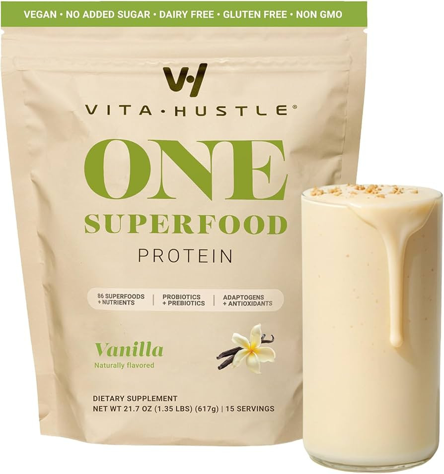 Amazon.com: VitaHustle ONE Vegan Chocolate Protein Powder - 20g Plant Protein Meal Replacement wi... | Amazon (US)