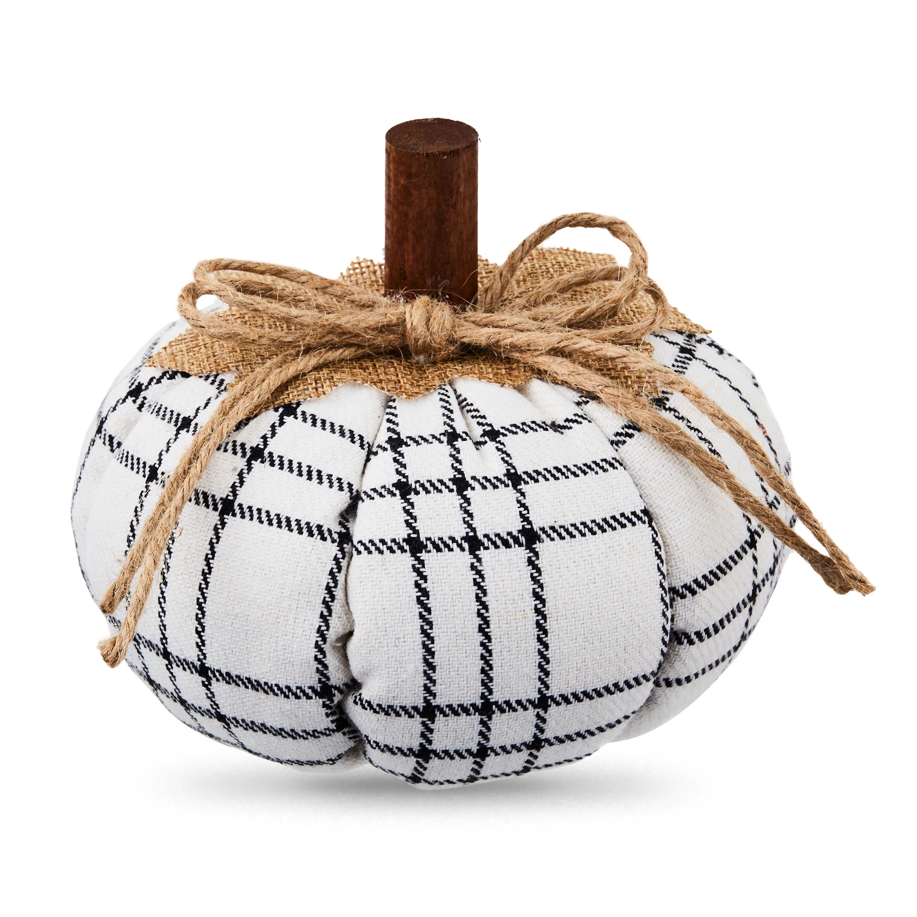 6''H Harvest, Fall, Black White Plaid Fabric Pumpkin Decoration,Table Top Décor | Walmart (US)