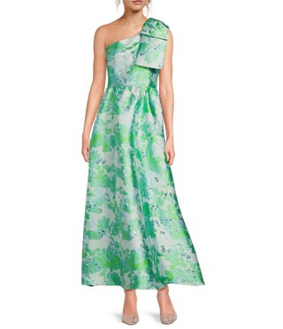 Caroline Organza Floral One Shoulder Gown | Dillard's