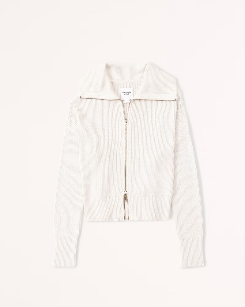 Double Zip Ribbed Cardigan | Abercrombie & Fitch (US)