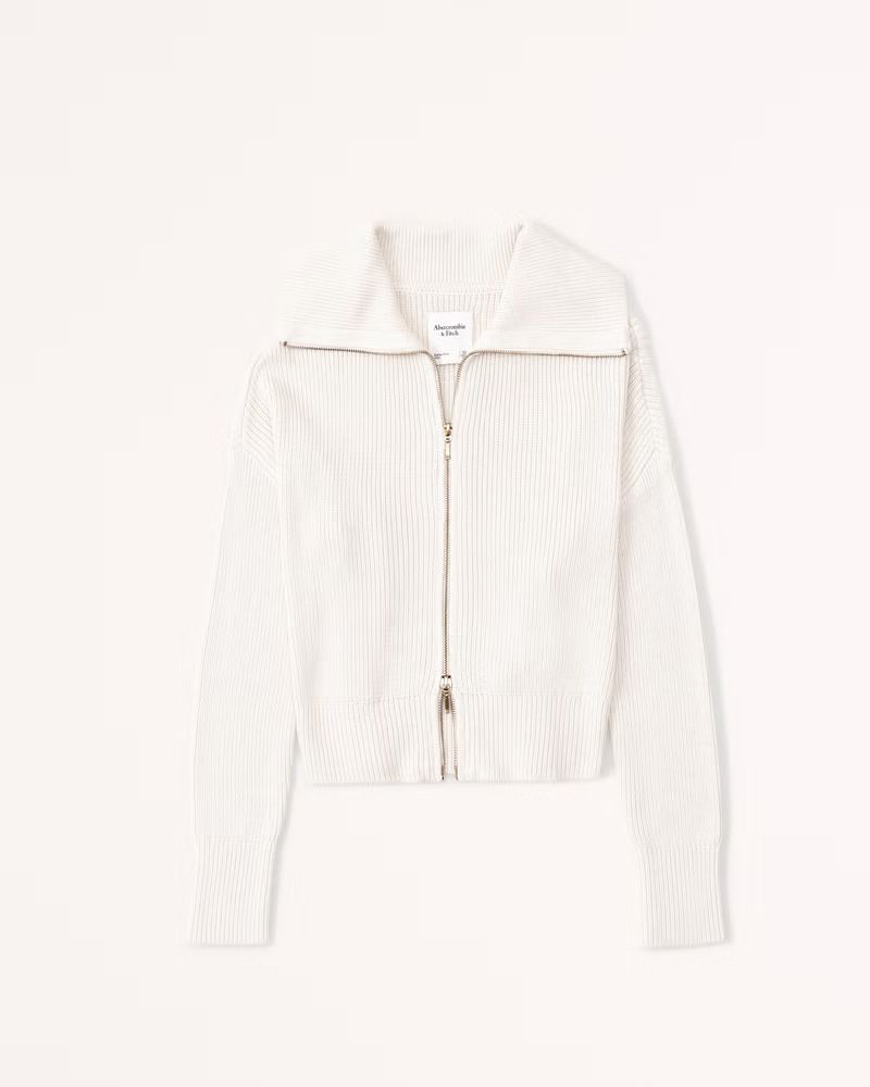 Women's Double Zip Ribbed Cardigan | Women's Tops | Abercrombie.com | Abercrombie & Fitch (US)