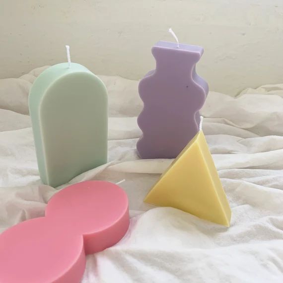 Part2 / Abstract Pastel Color Shape Soy Wax Candles, Pillar Candle, Unique Candle, Circle candle,... | Etsy (US)