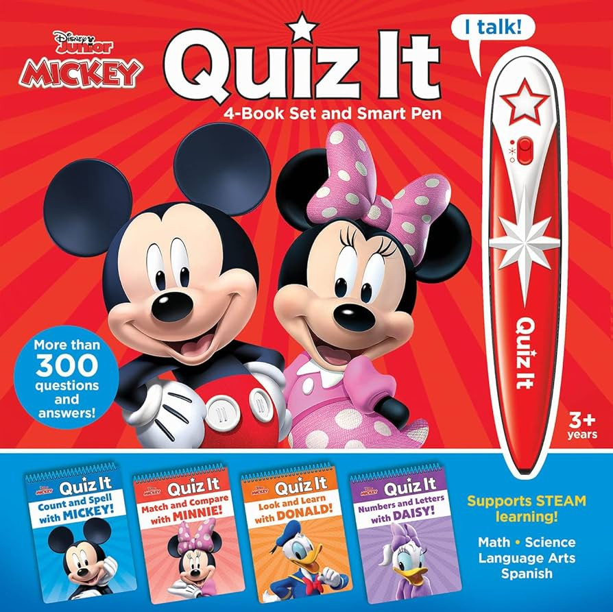 Disney Mickey Mouse and Minnnie Mouse – Quiz it Pen 4-Book Set and Talking Smart Pen – Intera... | Amazon (US)