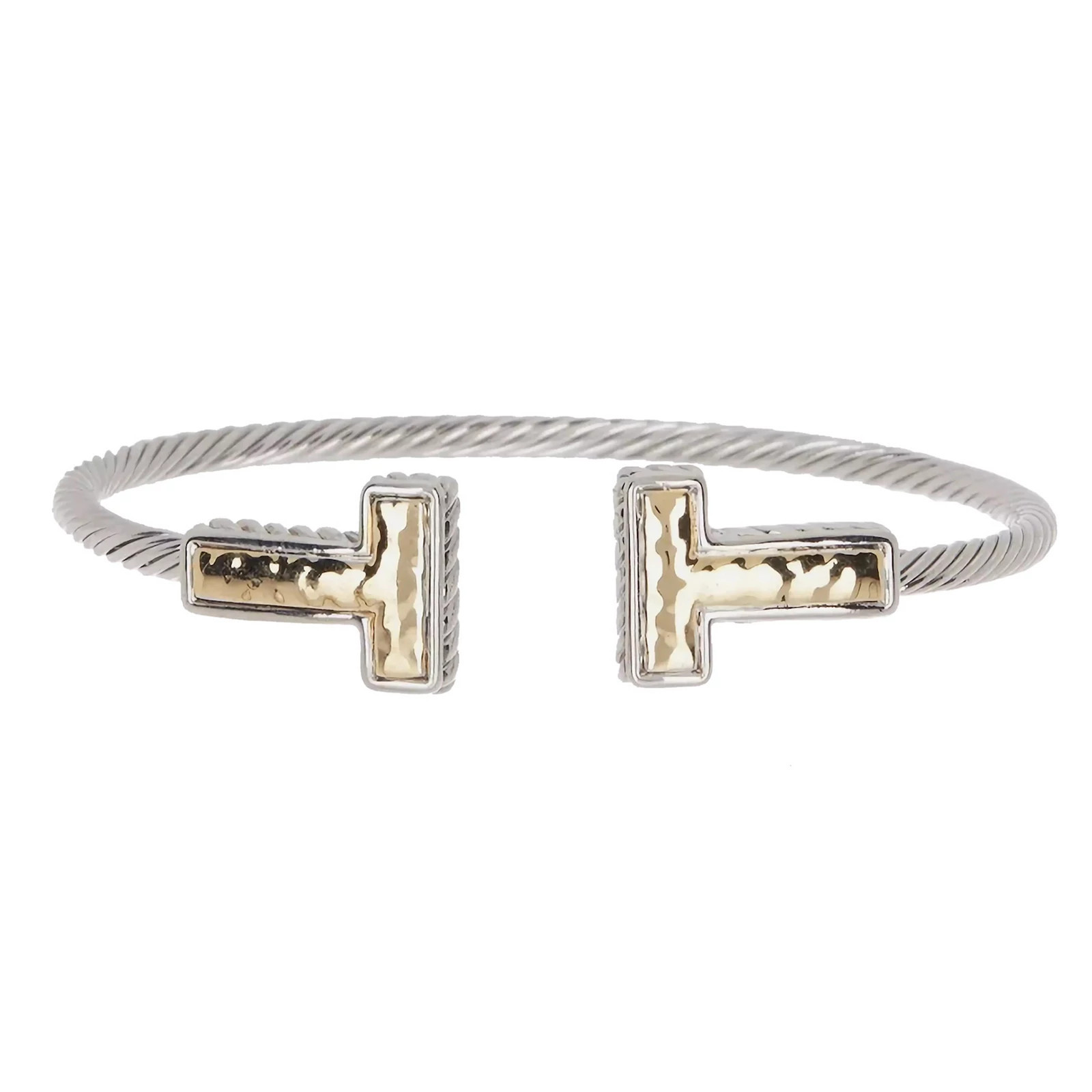 Juvell Two-Tone 18k Gold Plated T-Ends Cuff Bracelet, Women's, Two Tone | Kohl's
