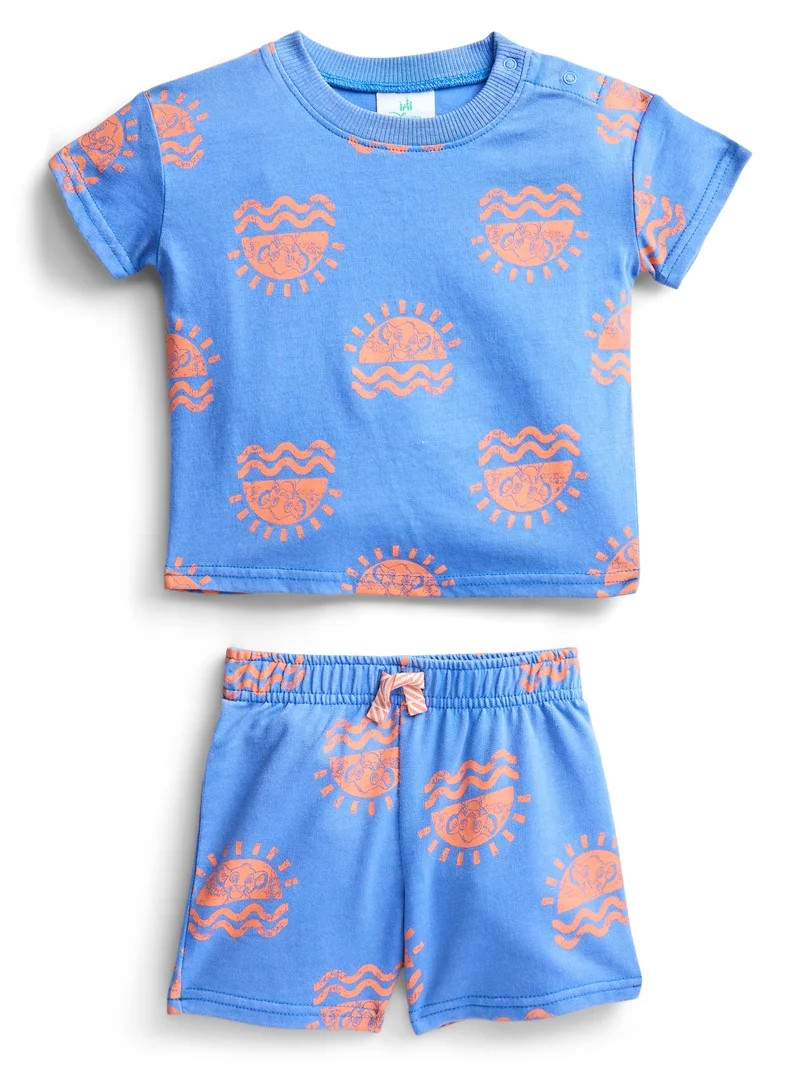 The Lion King Baby Boys Allover Print Short Sleeve Tee and Shorts Set, 2-Piece, Sizes 0/3M-24M | Walmart (US)