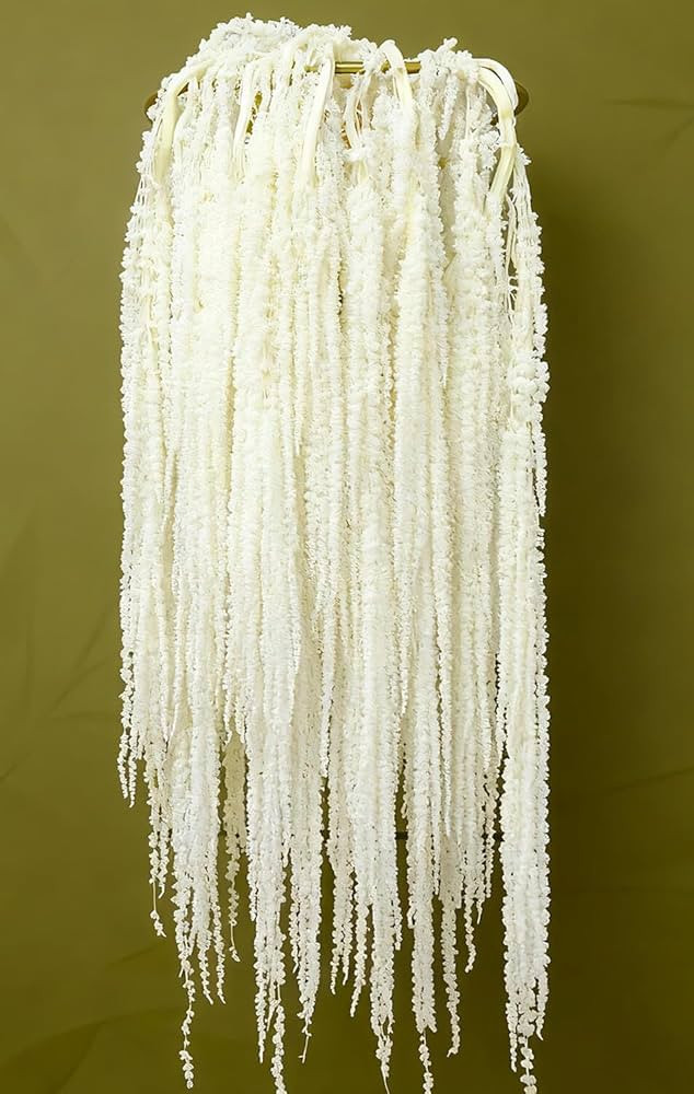 7Pcs Dried Amaranthus Hanging Flowers - 23" Ivory White Preserved Amaranthus for Wedding Arch, Ta... | Amazon (US)