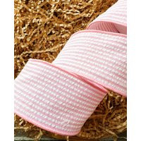 Pink & White Seersucker Wired Ribbon, Spring Wreath Decor | 2.5/4 Inch | Etsy (US)