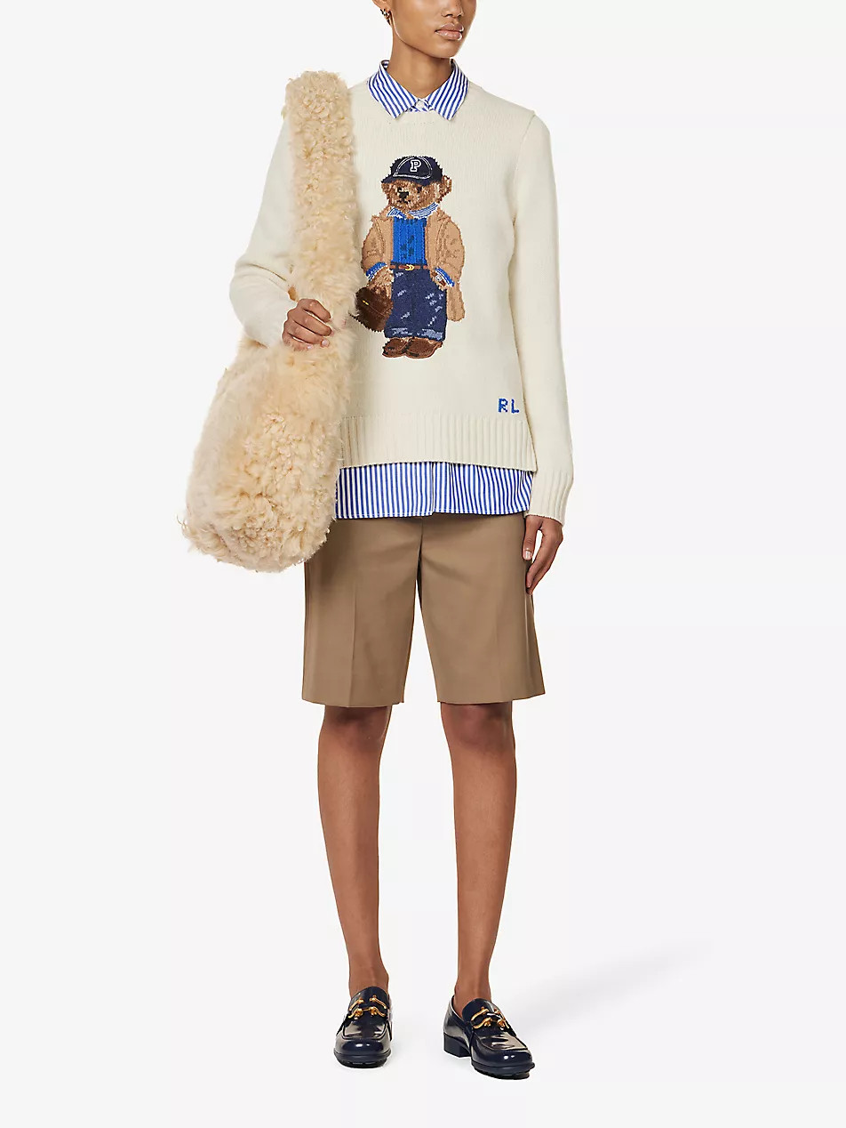 POLO RALPH LAUREN Bear-print regular-fit wool and cashmere-blend jumper | Selfridges