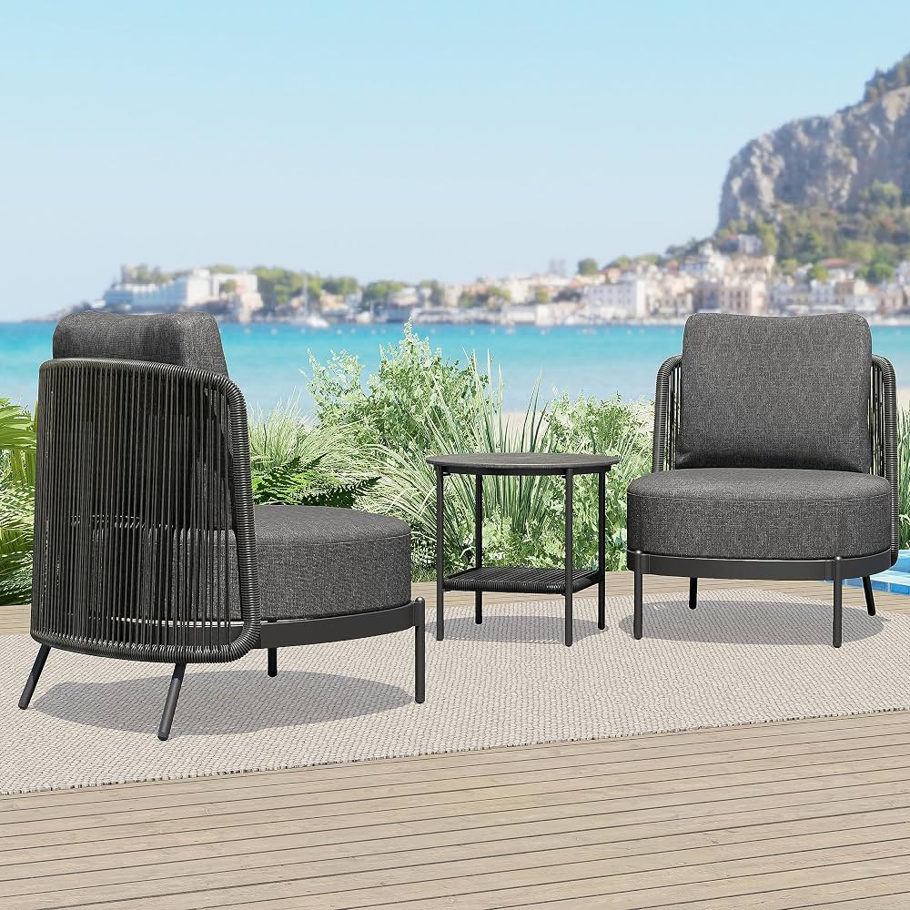 Grand patio Outdoor 3-Piece Conversation Seating Set - Low Slung Comfort, Lightweight Aluminum Fr... | Amazon (US)